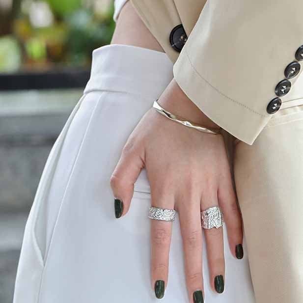 Irregular Wide 925 Sterling Silver Adjustable Ring
