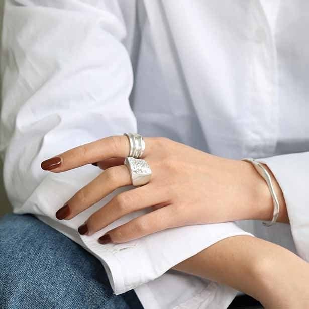 Irregular Geometric 925 Sterling Silver Adjustable Ring