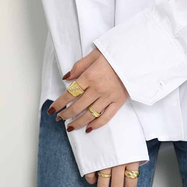 Irregular Geometric 925 Sterling Silver Adjustable Ring