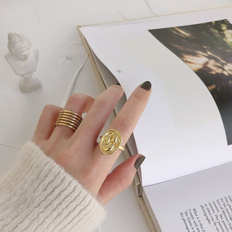 Geometric Ellipse 925 Sterling Silver Adjustable Ring