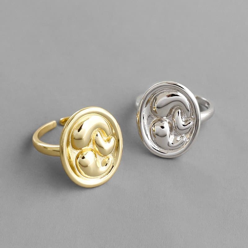 Geometric Ellipse 925 Sterling Silver Adjustable Ring