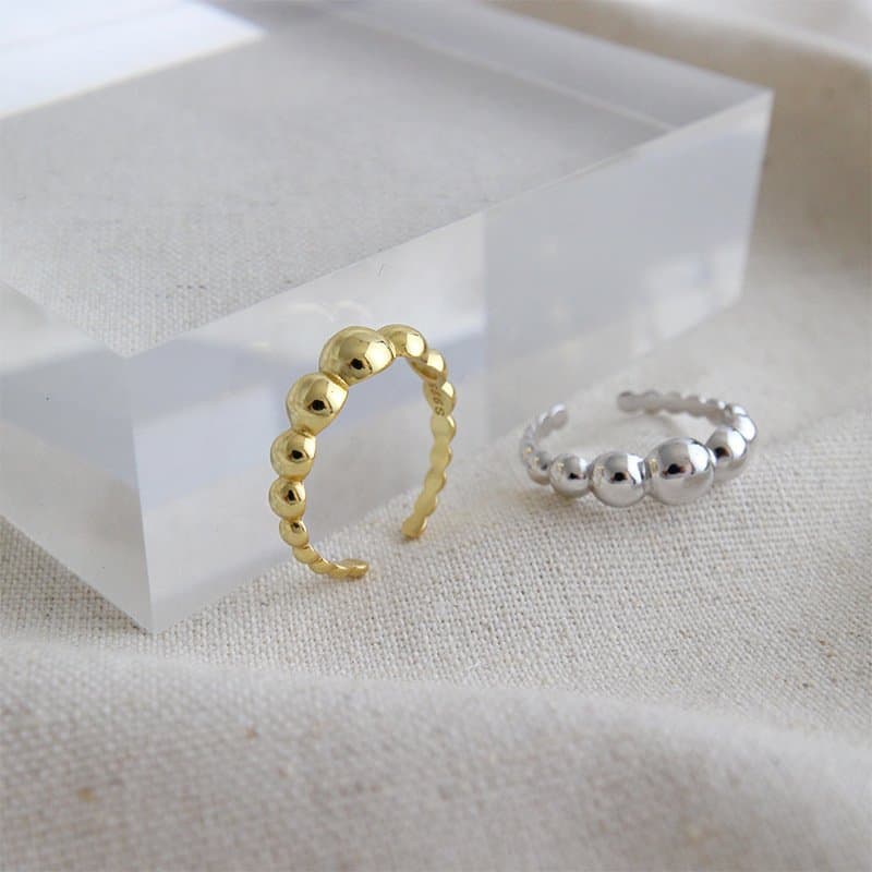 Beads 925 Sterling Silver Adjustable Ring