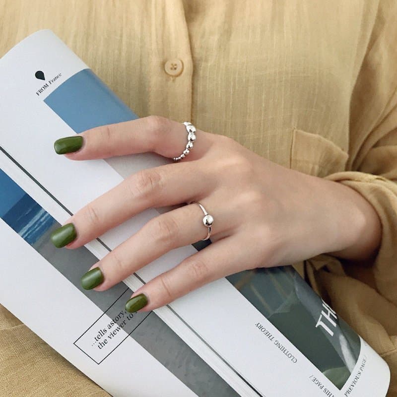 Beads 925 Sterling Silver Adjustable Ring
