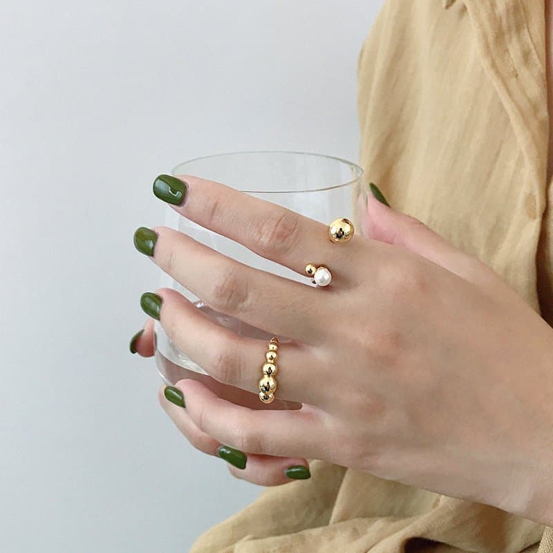 Beads 925 Sterling Silver Adjustable Ring