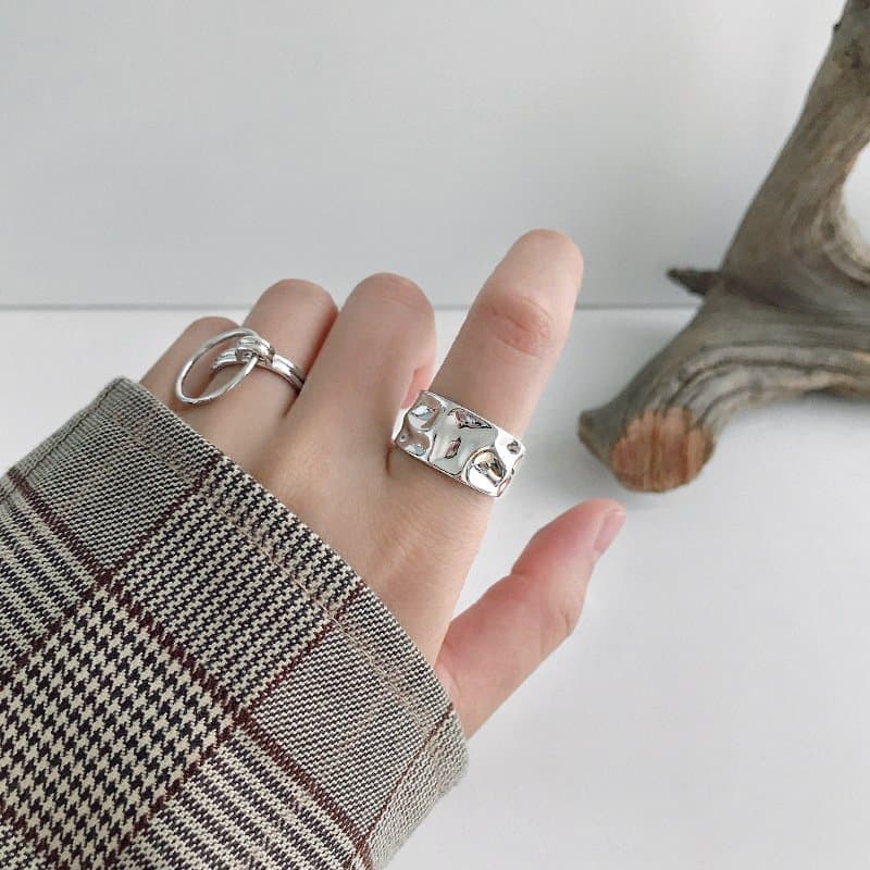 Irregular Concavo Convex 925 Sterling Silver Adjustable Ring