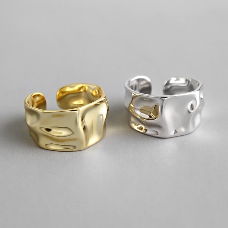 Irregular Concavo Convex 925 Sterling Silver Adjustable Ring