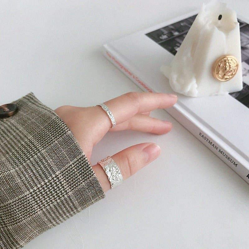 Concave Convex 925 Sterling Silver Adjustable Wide Ring