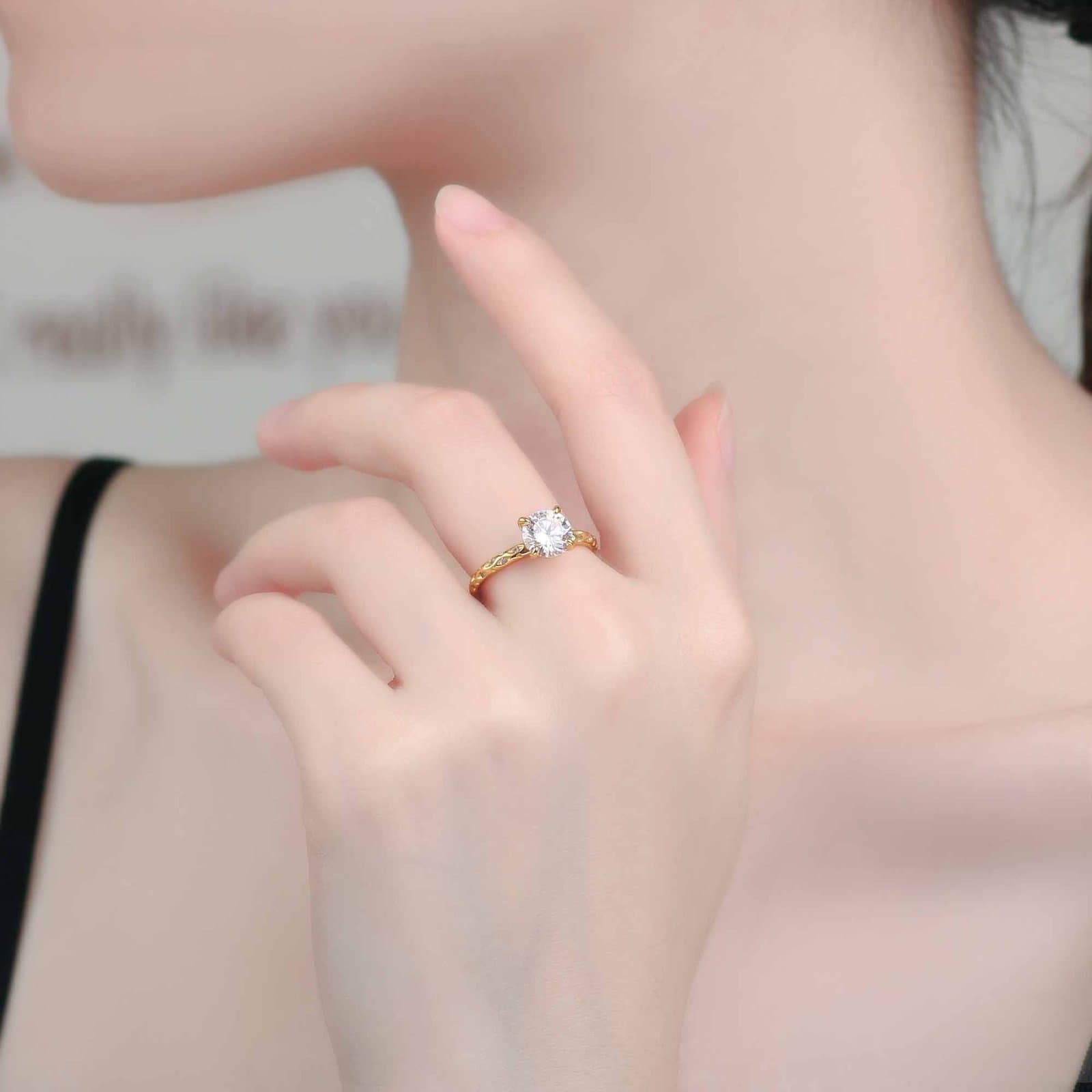 Round CZ 925 Sterling Silver Adjustable Statement Ring