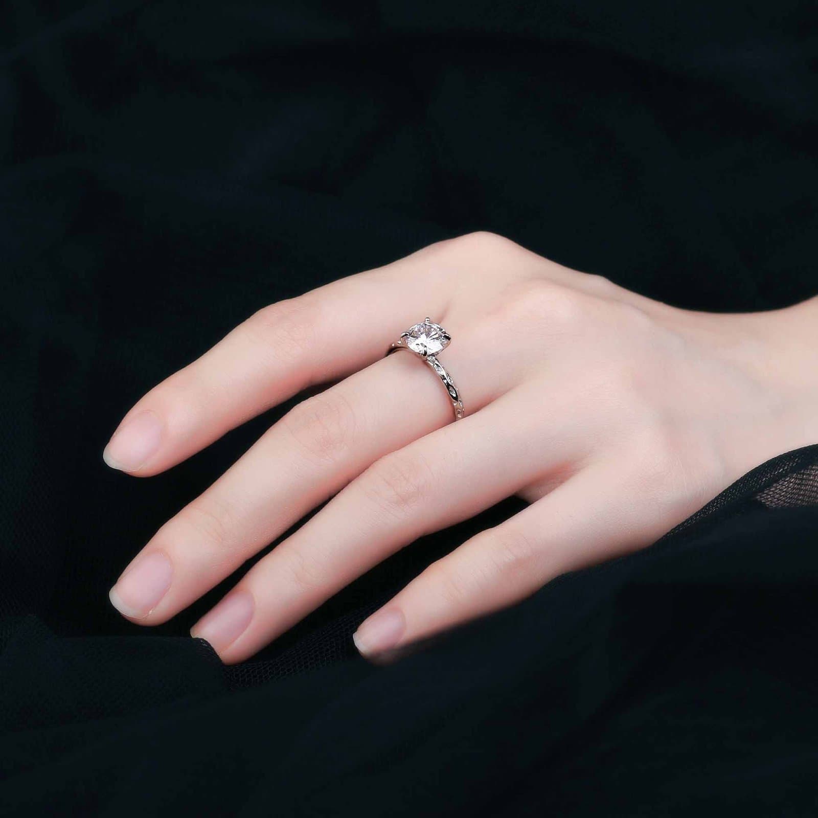 Round CZ 925 Sterling Silver Adjustable Statement Ring