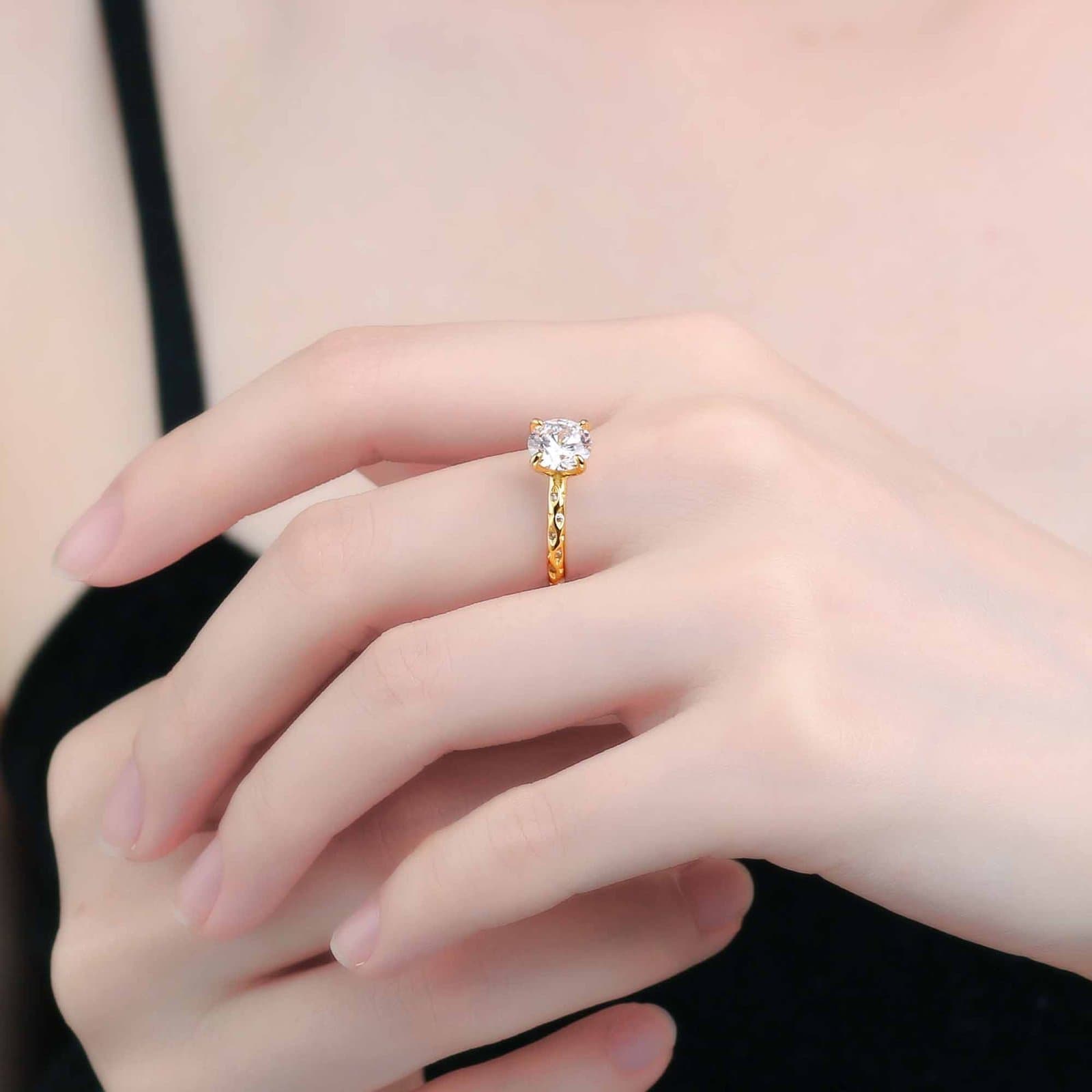 Round CZ 925 Sterling Silver Adjustable Statement Ring