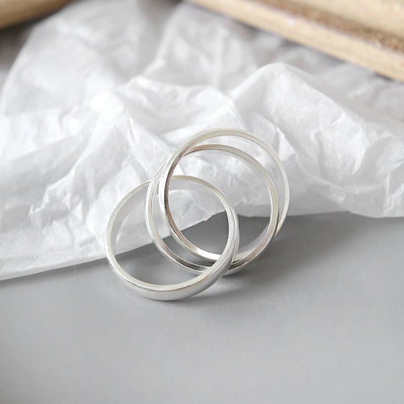 Tri-Rings Cross S990 Sterling Silver Adjustable Ring