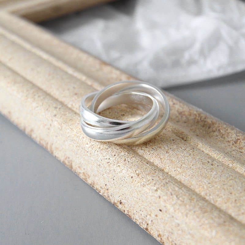Tri-Rings Cross S990 Sterling Silver Adjustable Ring
