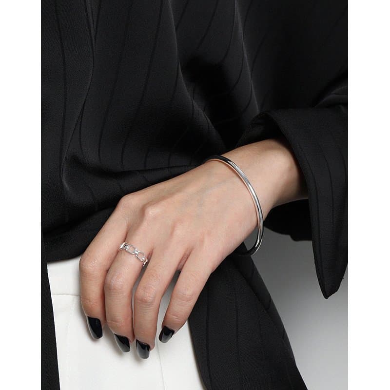 3.2mm Geometric No Plating 925 Sterling Silver Bangle