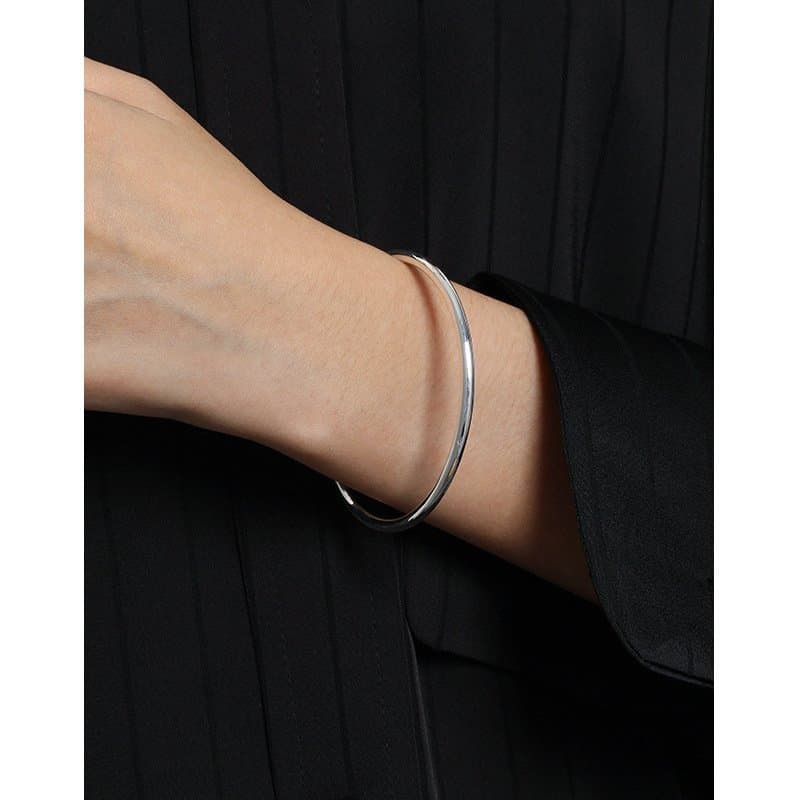 3.2mm Geometric No Plating 925 Sterling Silver Bangle
