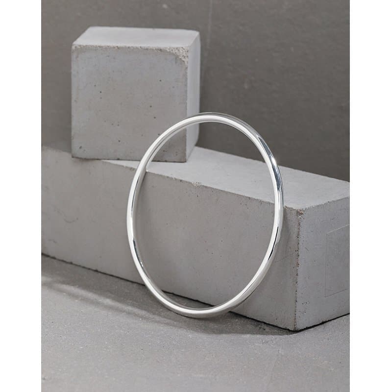 3.2mm Geometric No Plating 925 Sterling Silver Bangle