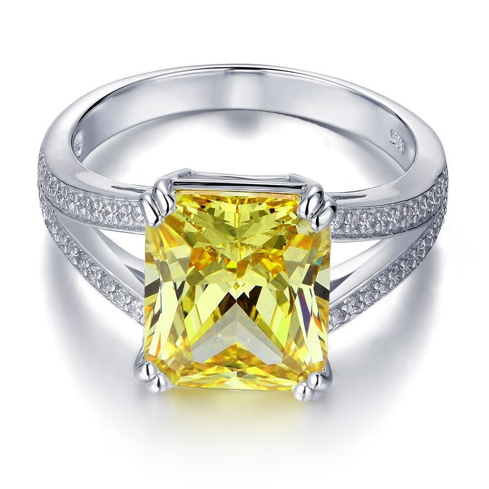 6 Carat Yellow Created Diamond Radiant Cut Ring