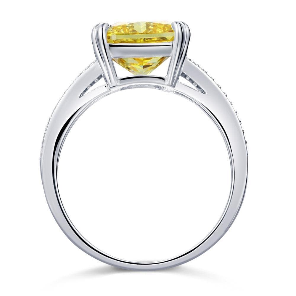 6 Carat Yellow Created Diamond Radiant Cut Ring