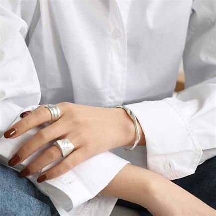 Irregular 925 Sterling Silver Open Bangle
