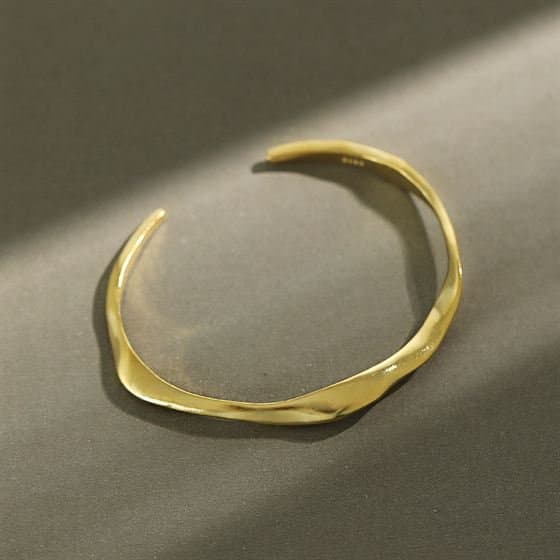 Irregular 925 Sterling Silver Open Bangle