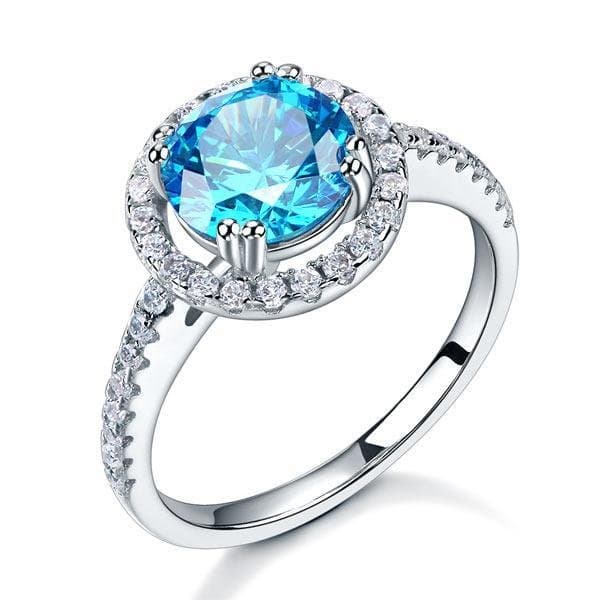 Halo 2 Carat Blue Created Diamond Ring