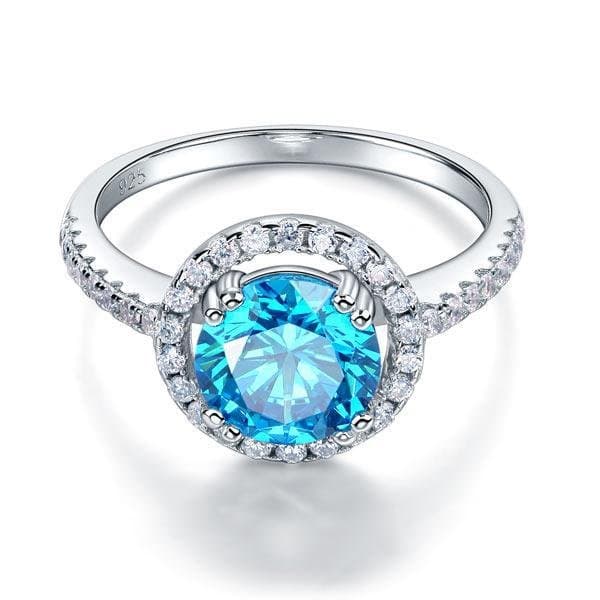 Halo 2 Carat Blue Created Diamond Ring