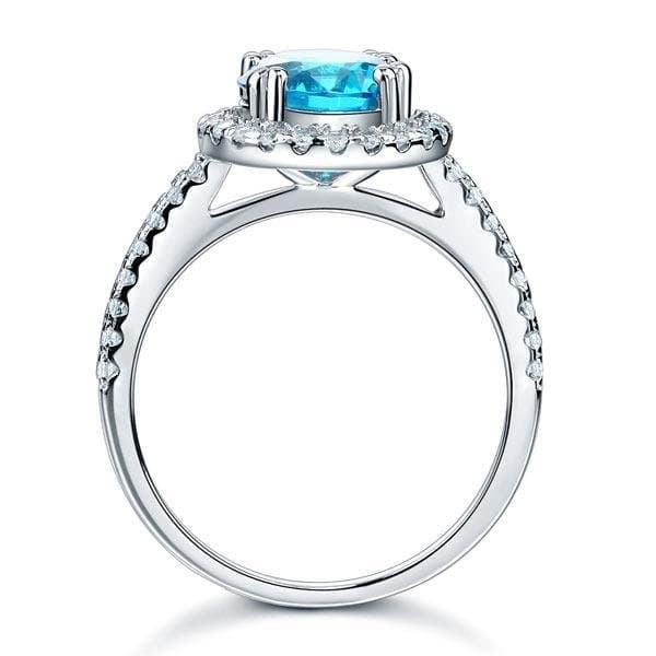 Halo 2 Carat Blue Created Diamond Ring