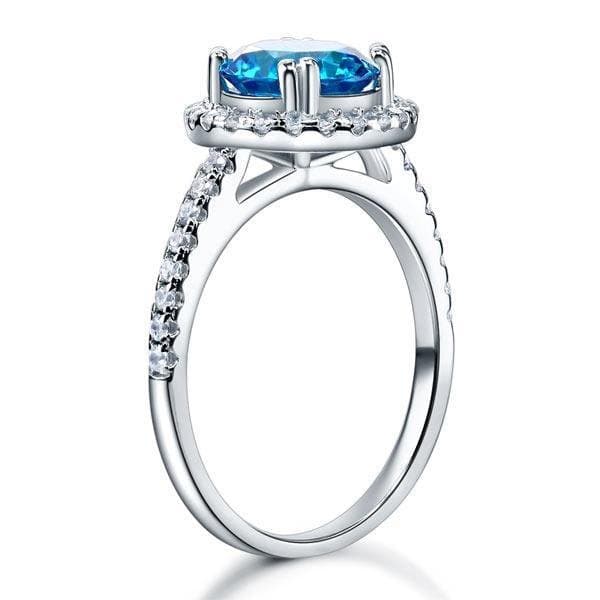 Halo 2 Carat Blue Created Diamond Ring