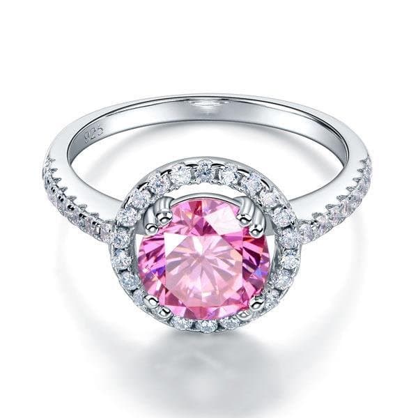 Halo Ring 2 Carat Pink Created Diamond