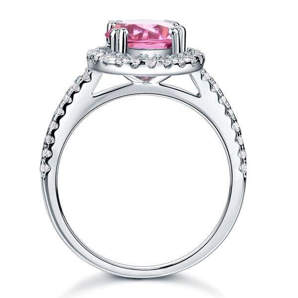 Halo Ring 2 Carat Pink Created Diamond