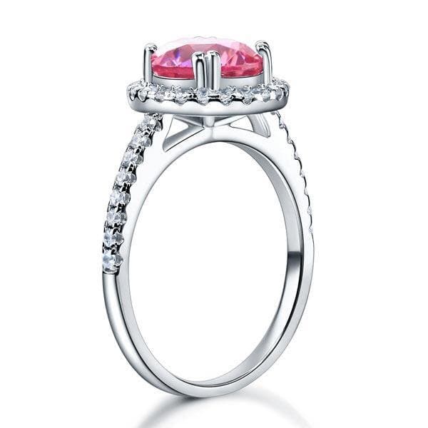Halo Ring 2 Carat Pink Created Diamond
