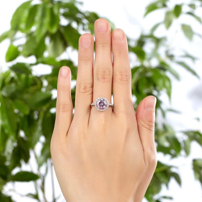 Halo Ring 2 Carat Pink Created Diamond