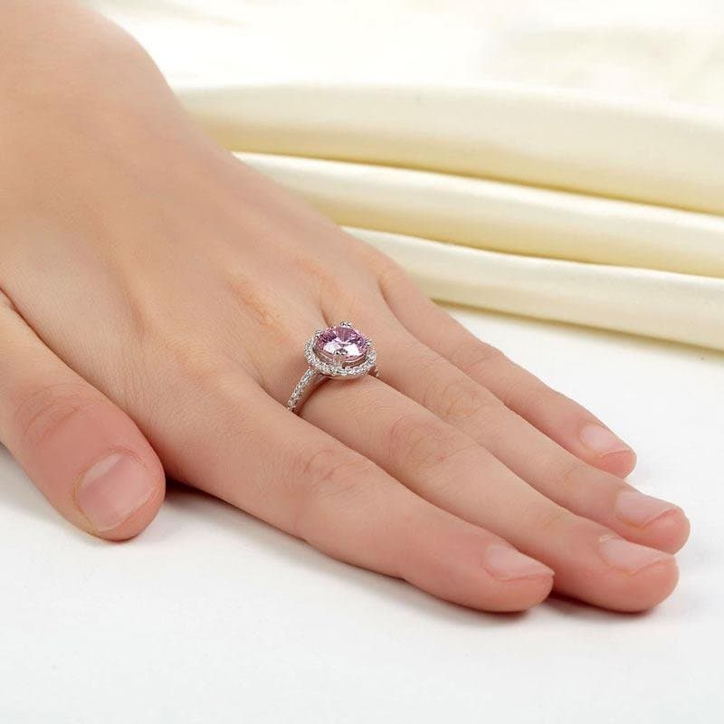 Halo Ring 2 Carat Pink Created Diamond