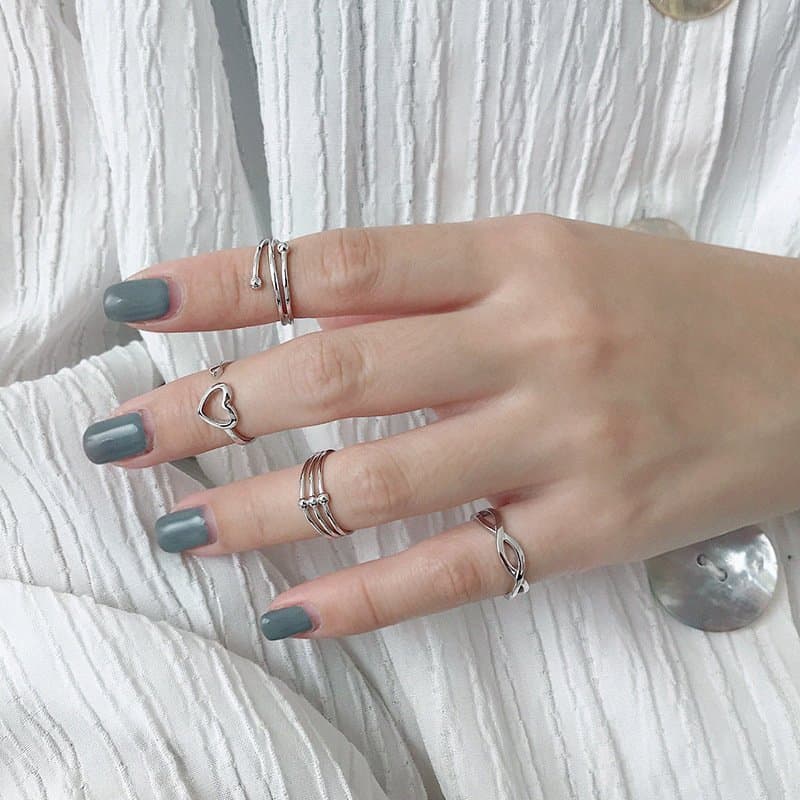 Cross Hollow Heart 925 Sterling Silver Adjustable Ring