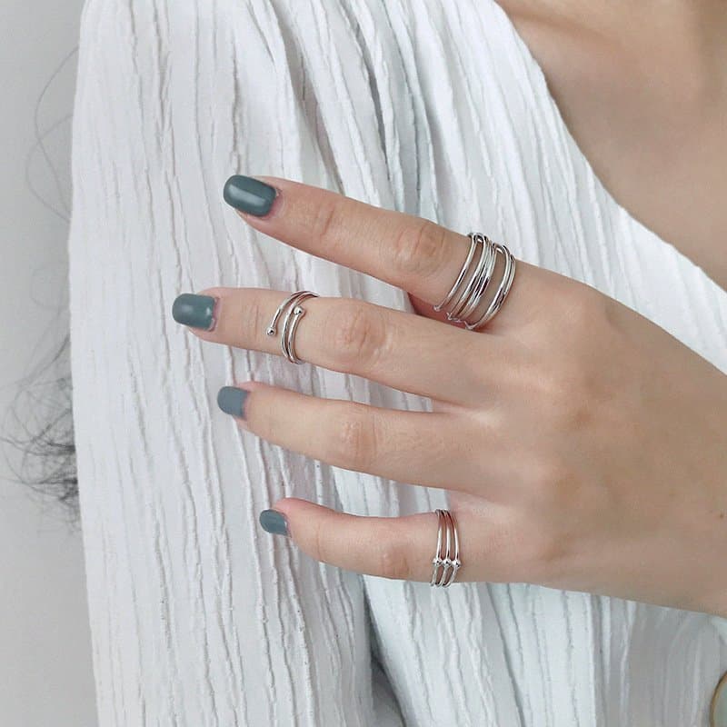 Cross Hollow Heart 925 Sterling Silver Adjustable Ring