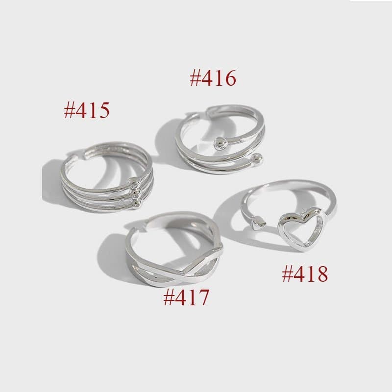 Cross Hollow Heart 925 Sterling Silver Adjustable Ring