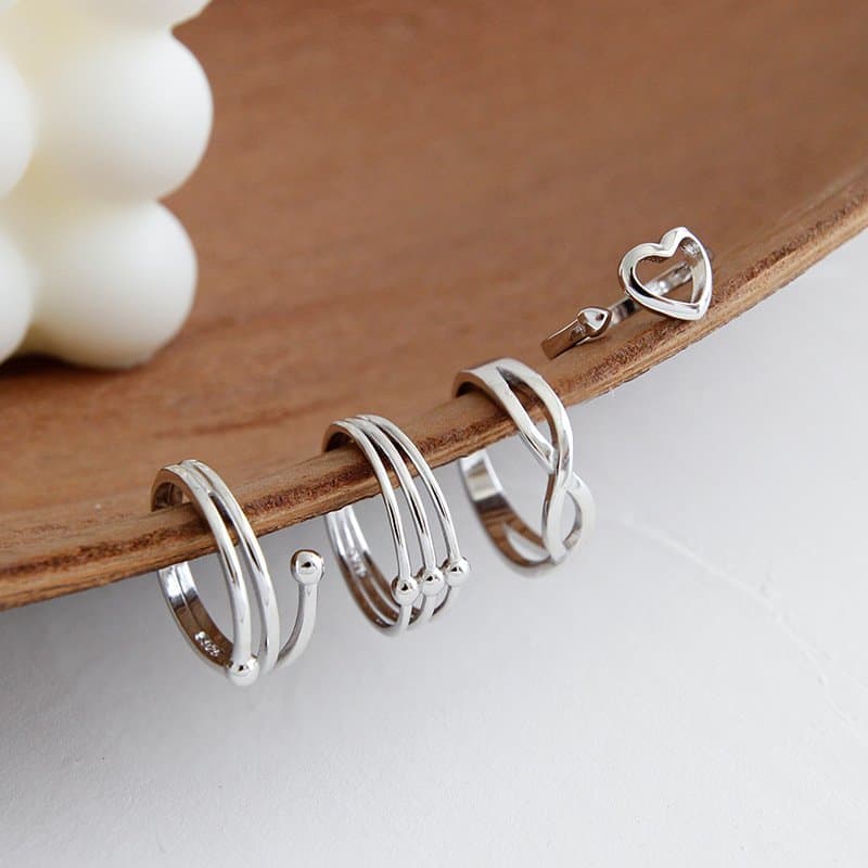 Cross Hollow Heart 925 Sterling Silver Adjustable Ring