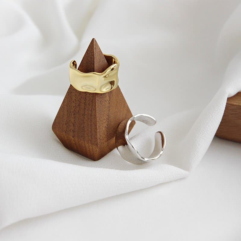 Minimalist Irregular Geometric Wide 925 Sterling Silver Adjustable Ring