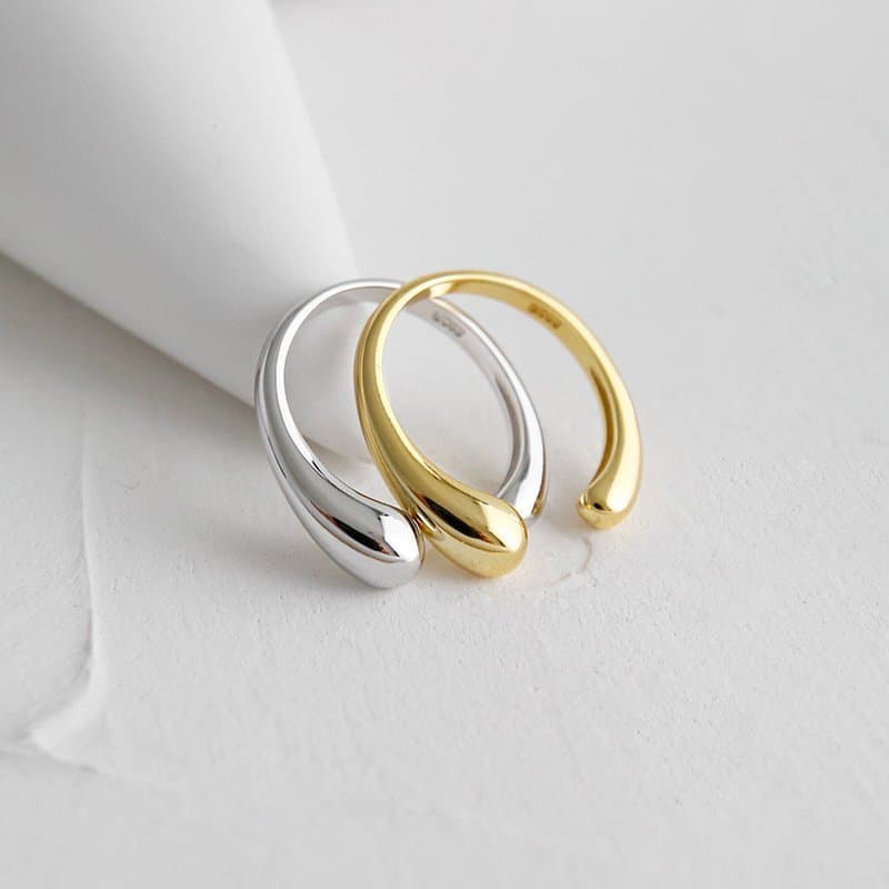 Water Drop 925 Sterling Silver Adjustable Stacker Ring