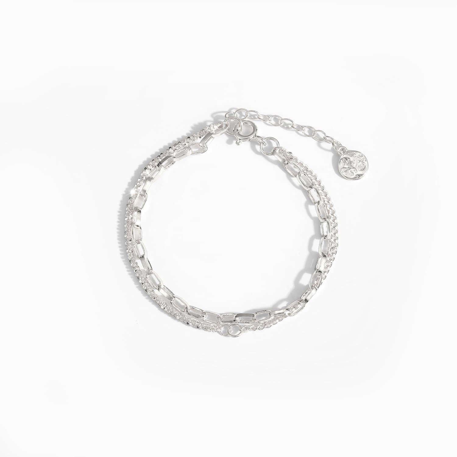 Double Layer Babysbreath Hollow Chain 925 Sterling Silver Bracelet