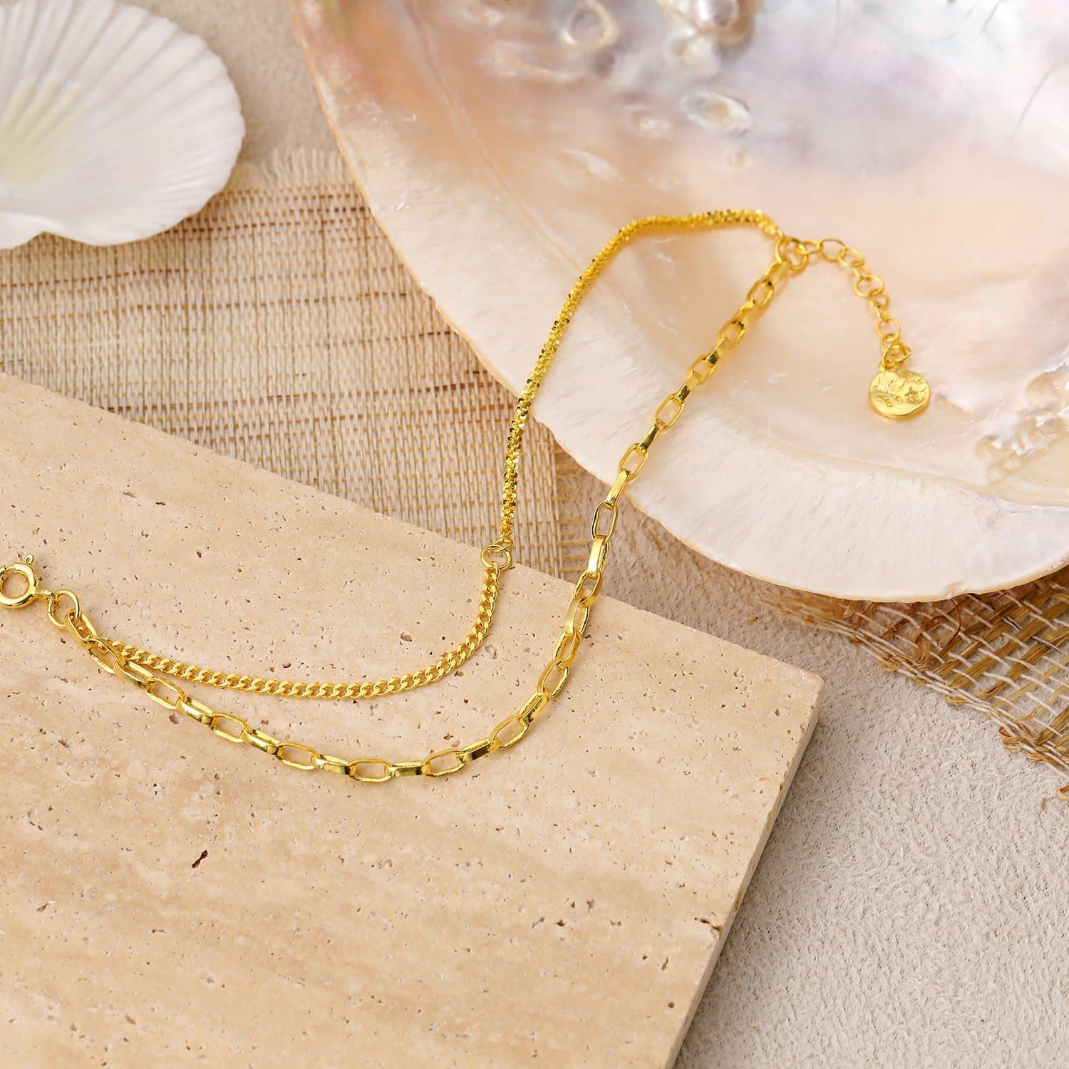 Double Layer Babysbreath Hollow Chain 925 Sterling Silver Bracelet
