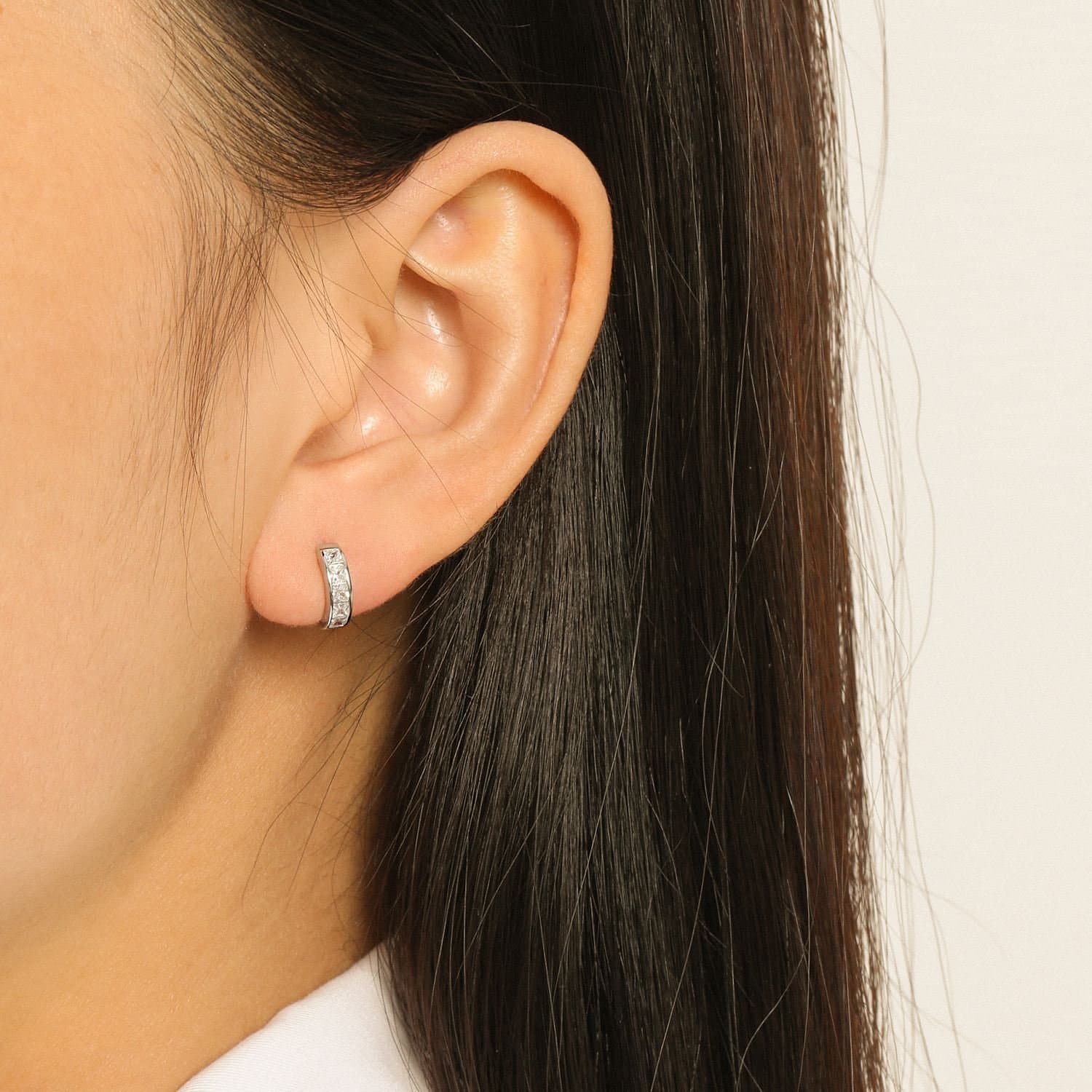 Geometric Colourful CZ 925 Sterling Silver Hoop Earrings