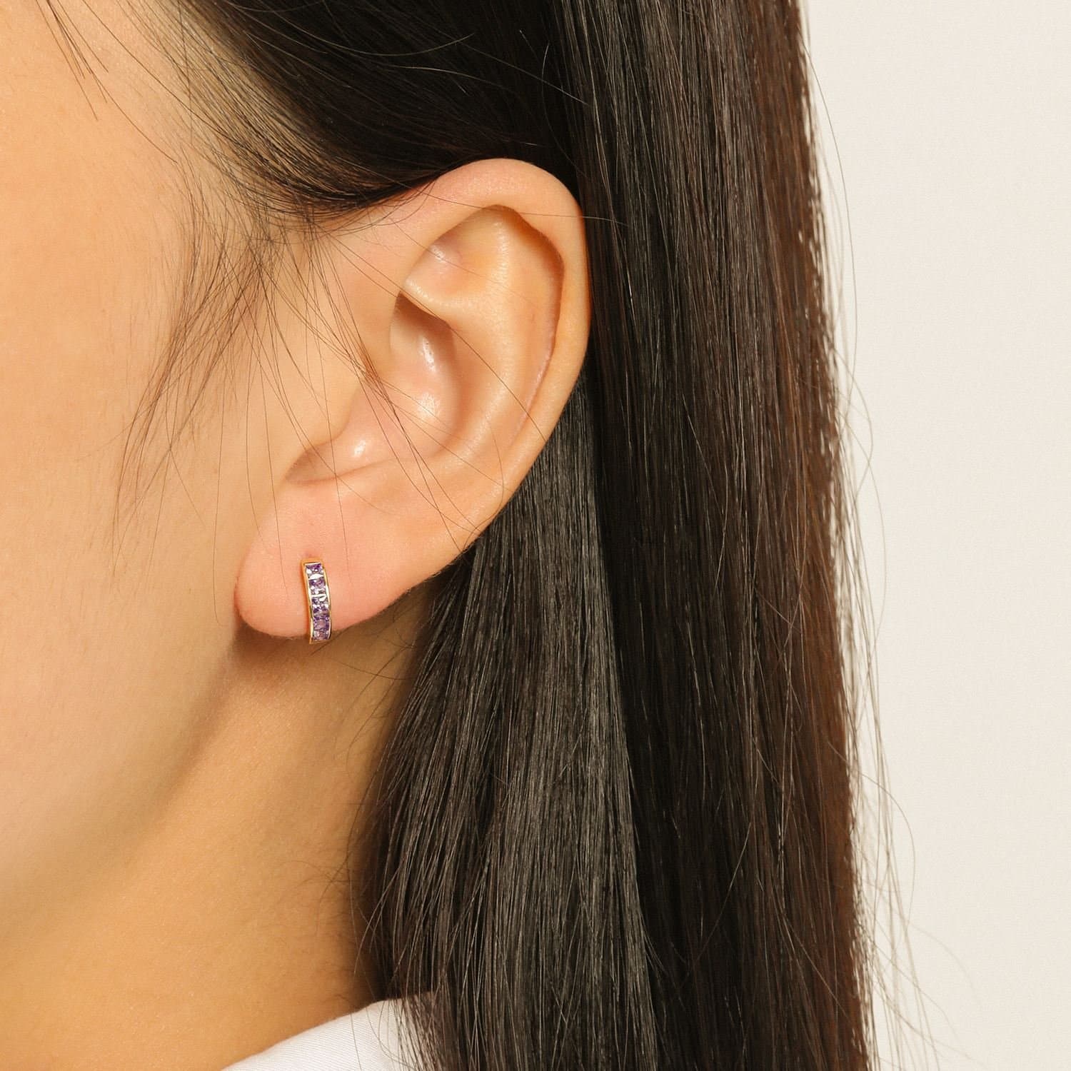 Geometric Colourful CZ 925 Sterling Silver Hoop Earrings