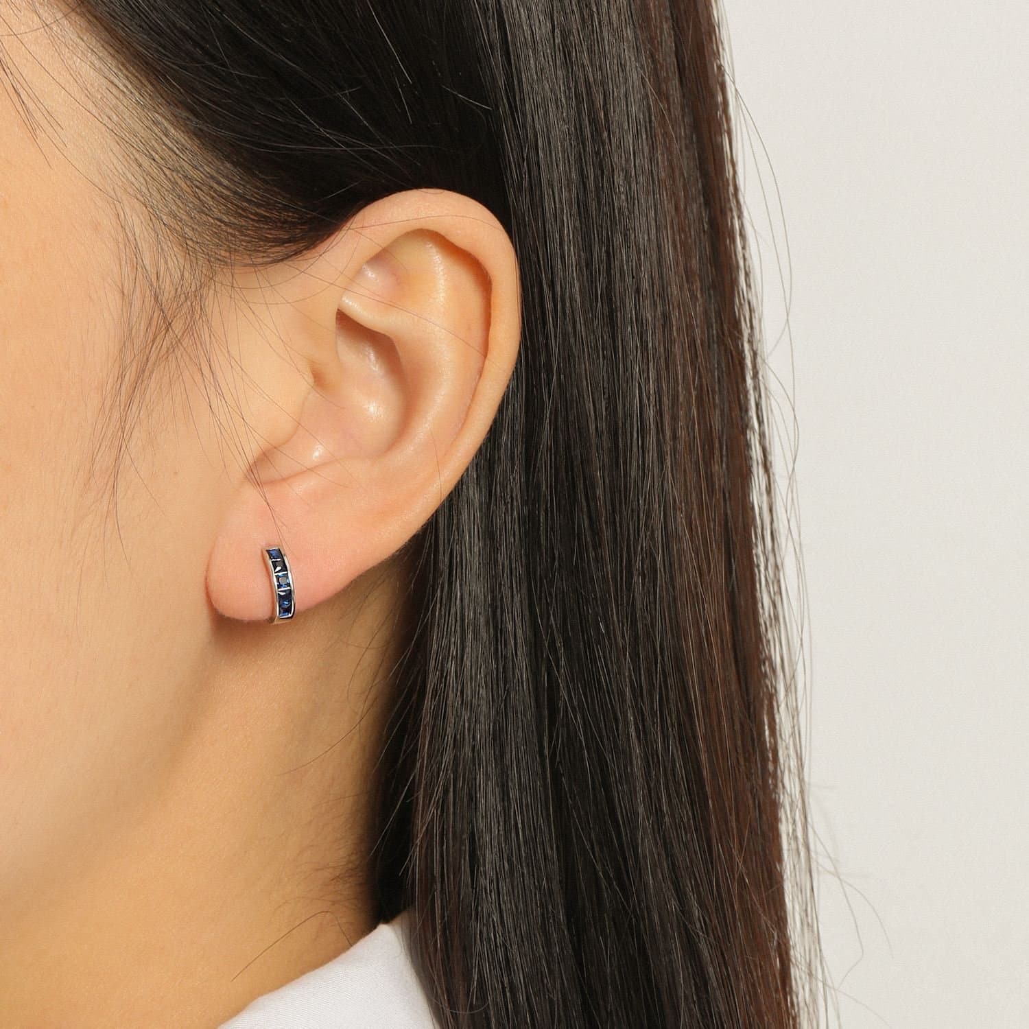 Geometric Colourful CZ 925 Sterling Silver Hoop Earrings