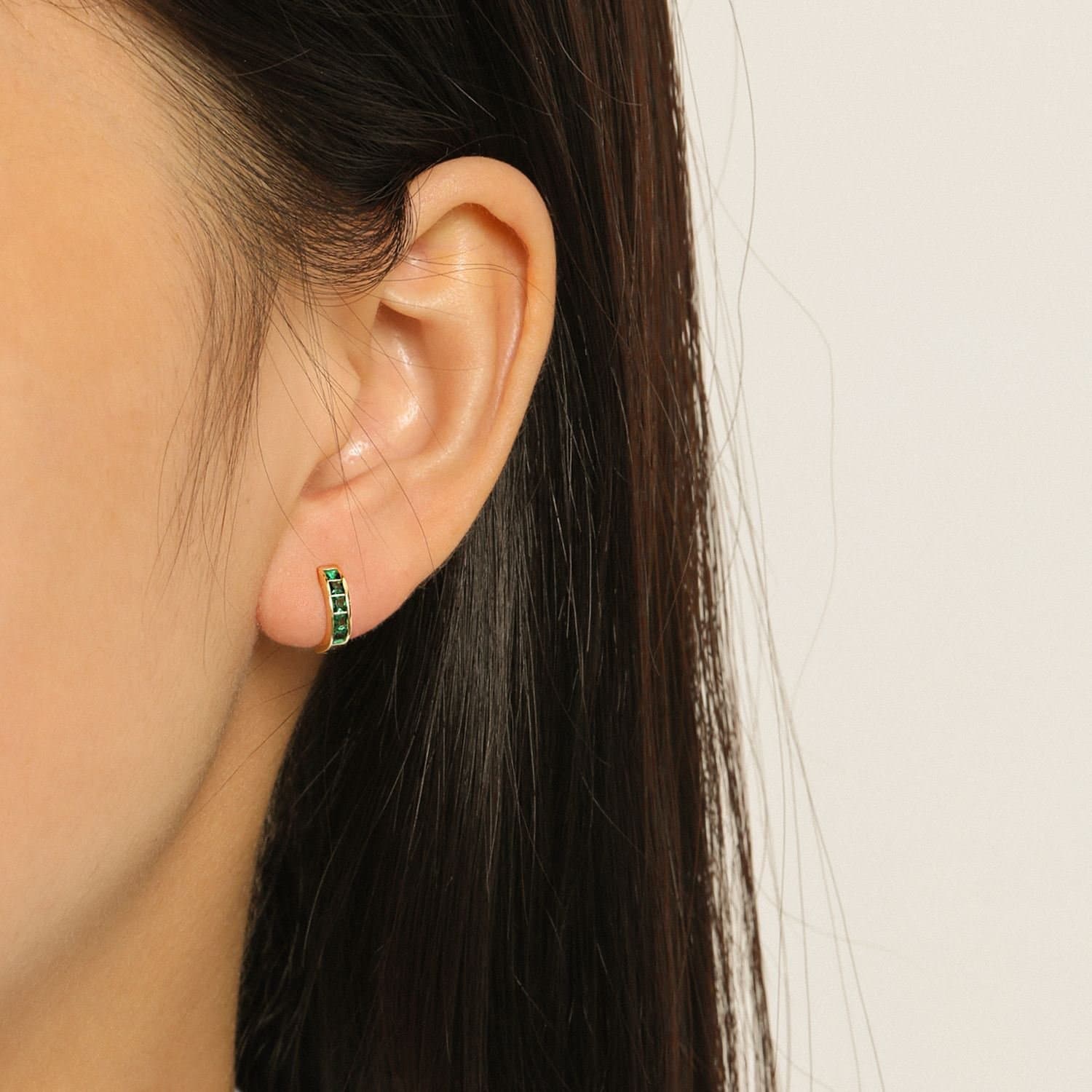 Geometric Colourful CZ 925 Sterling Silver Hoop Earrings