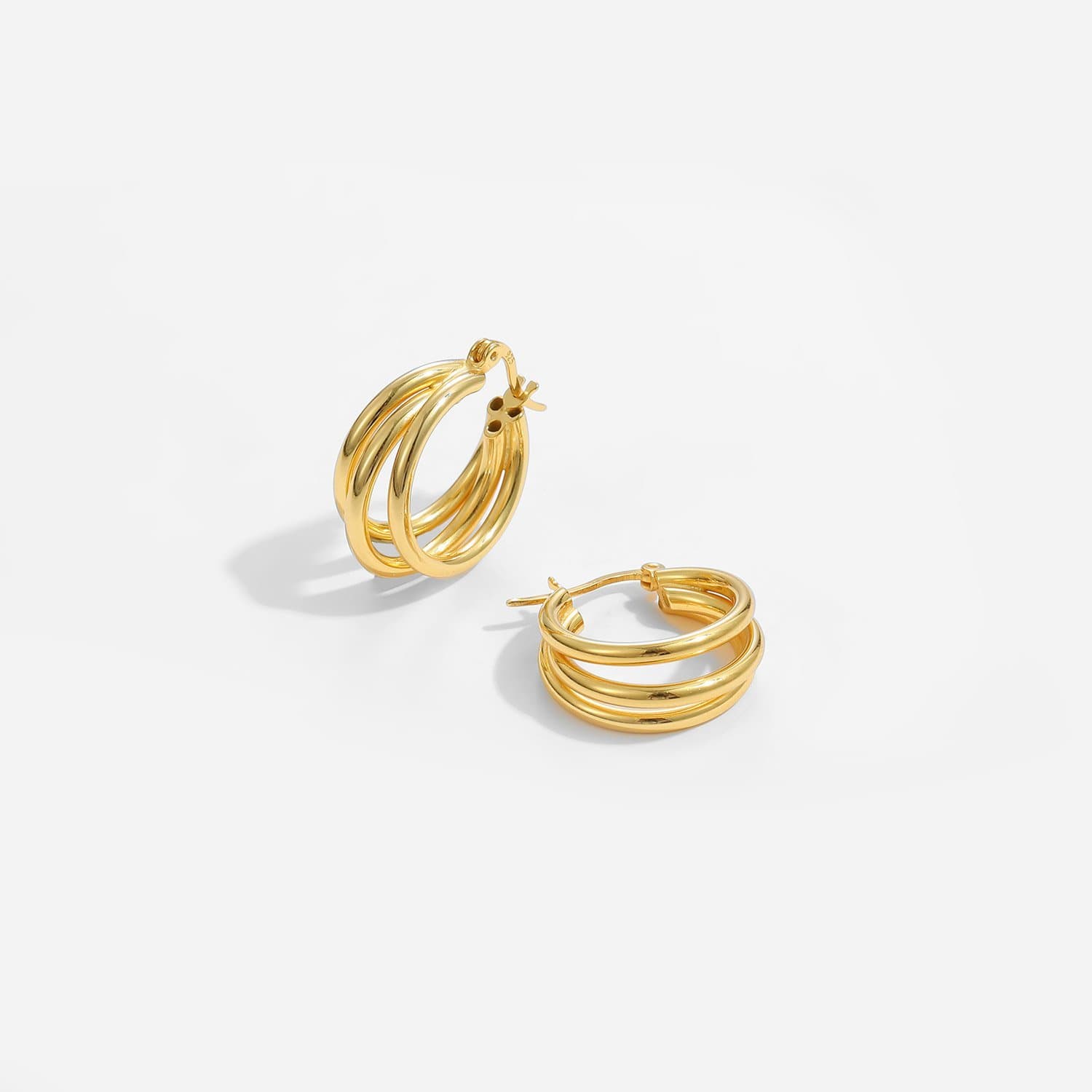 Triple Circles 925 Sterling Silver Hoop Earrings