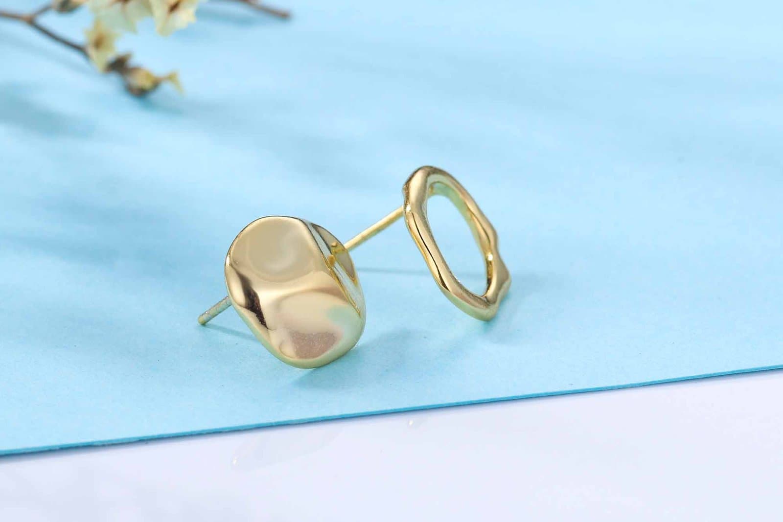 Asymmetric Irregular Geometric 925 Sterling Silver Stud Earrings