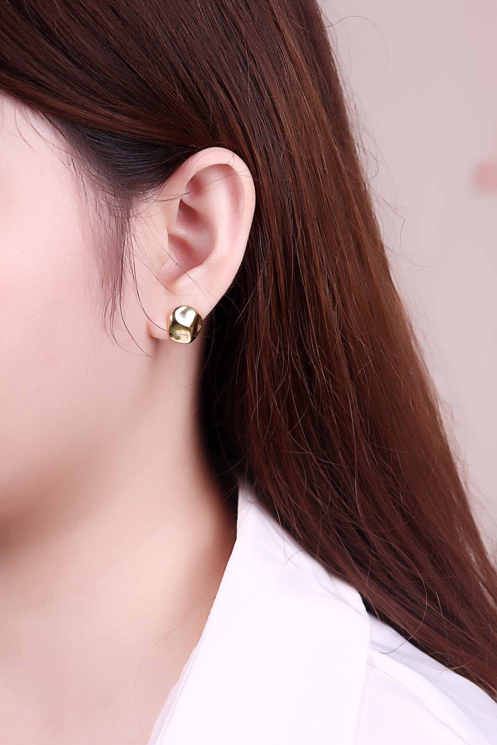 Asymmetric Irregular Geometric 925 Sterling Silver Stud Earrings