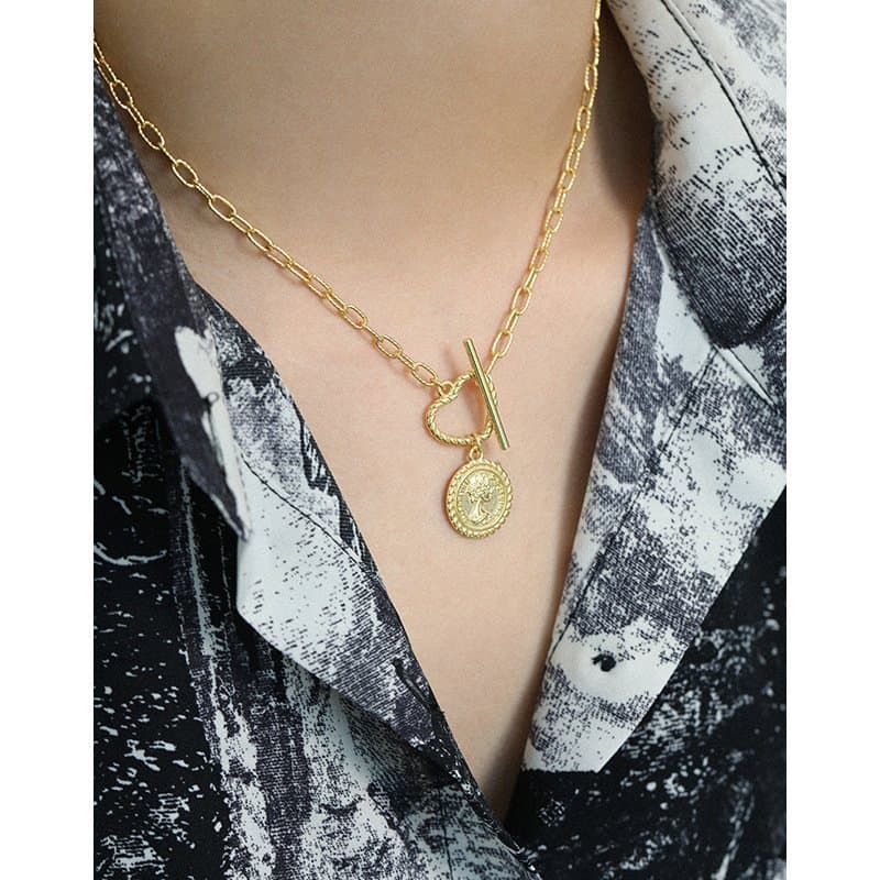 Portrait Coin OT 925 Sterling Silver Necklace