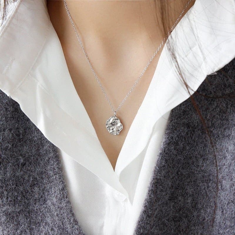 Irregular Rock Stone 925 Sterling Silver Necklace