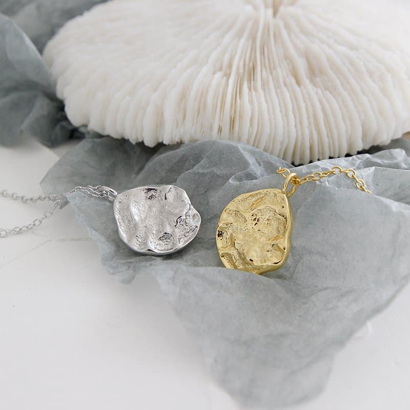 Irregular Rock Stone 925 Sterling Silver Necklace